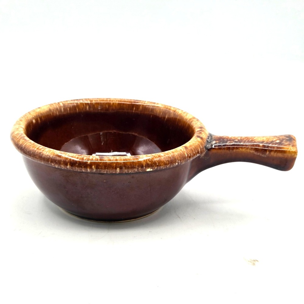 Vintage Hull Brown Drip Handled Soup Chili Bowl No Lid
